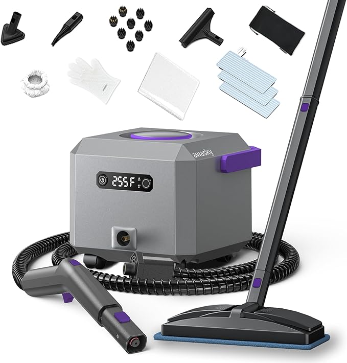 Steam Cleaner: Fast 50-Sec Heat-Up-21-Piece